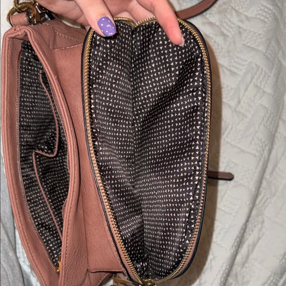 Madison West Dusty Rose Leather Crossbody with Tassel - Picture 5 of 9